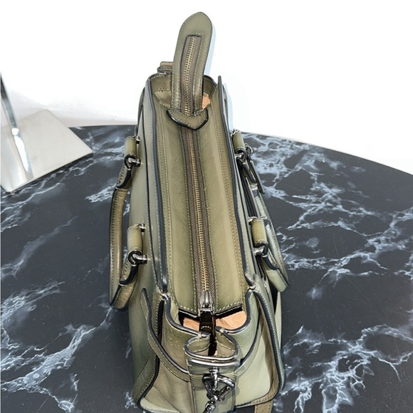 COACH Swagger 27 Handbag Burnished Leather Dark Green Crossbody Bag AUTHENTIC - Picture 8 of 15